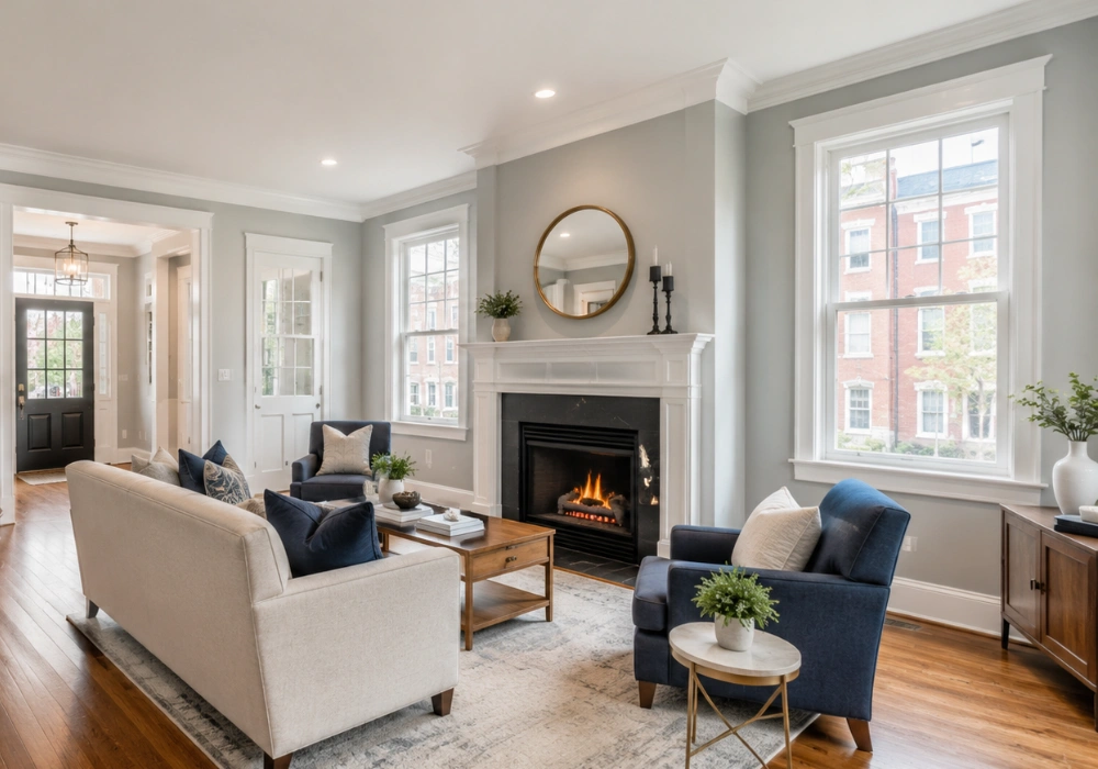Freshly painted interior living space prepared by a professional painting crew in Philadelphia